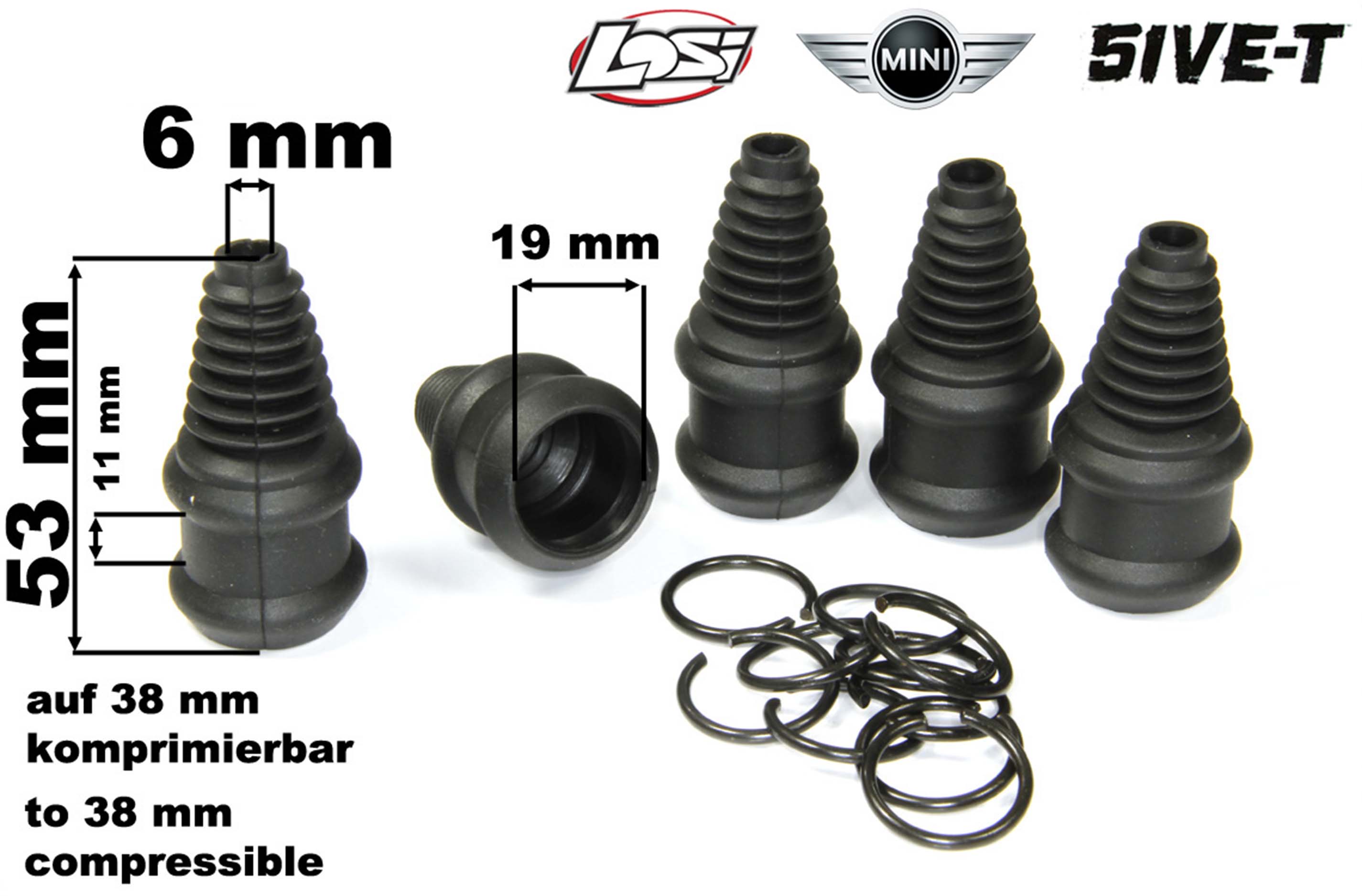 LOSB3222/01 Losi Center Coupler Boots and Clips for 5ive-T LOSB3222/01 Losi Center Coupler Boots and Clips for 5ive-T