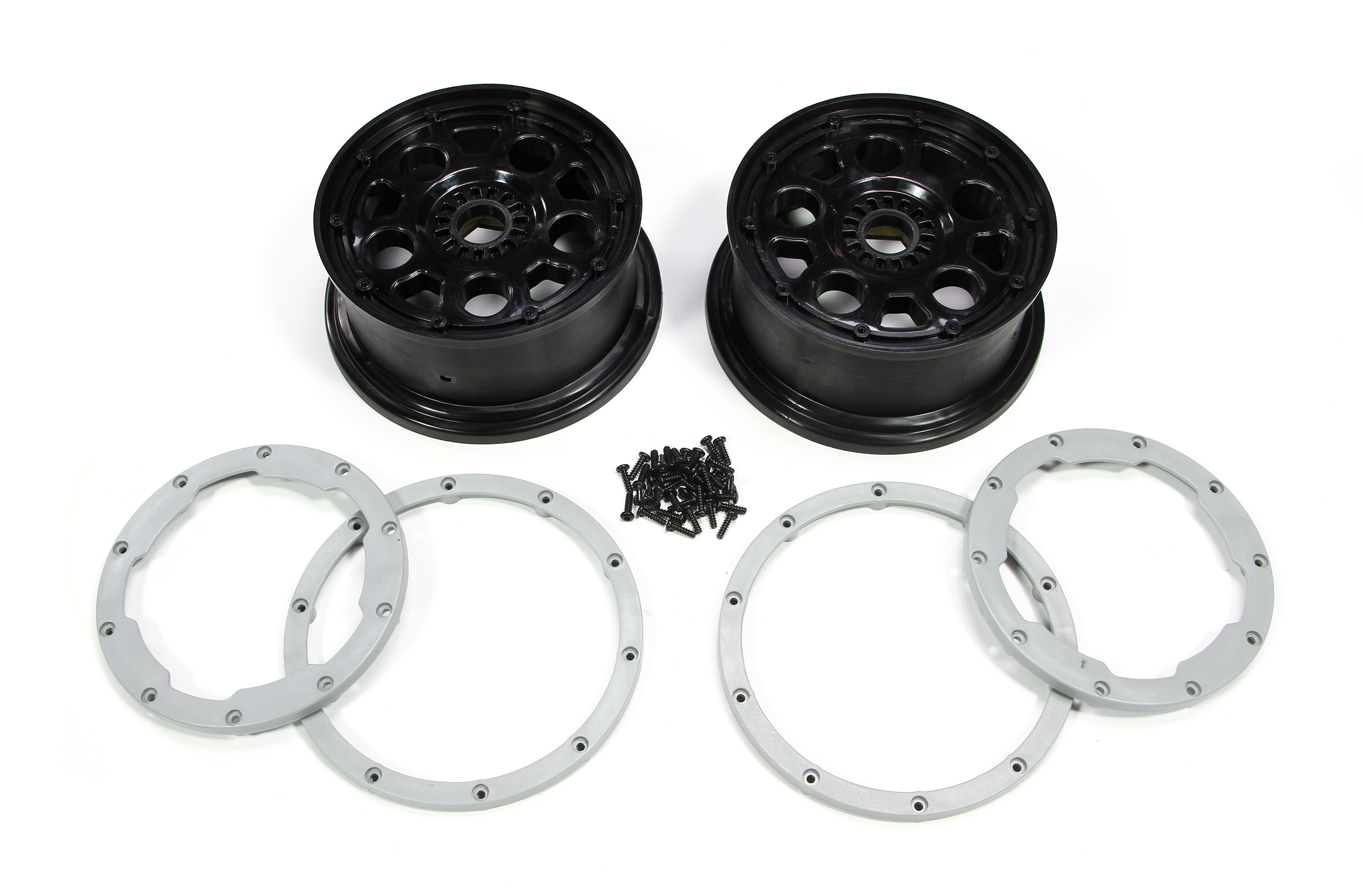 LOS45015 Losi Wheel, Black, Beadlock, Silver, DBXL-E LOS45015 Losi Wheel, Black, Beadlock, Silver, DBXL-E