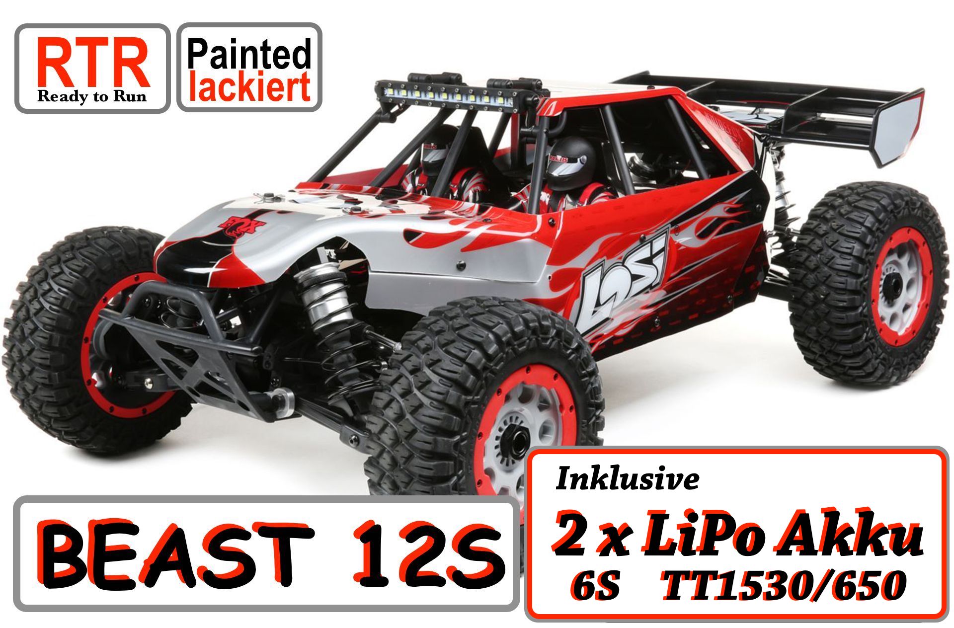 LOS05020V2/BEAST Losi DBXL-E 2.0 4WD 12S Brushless RTR Inkl. 2x 6S 5000 mAh Akku