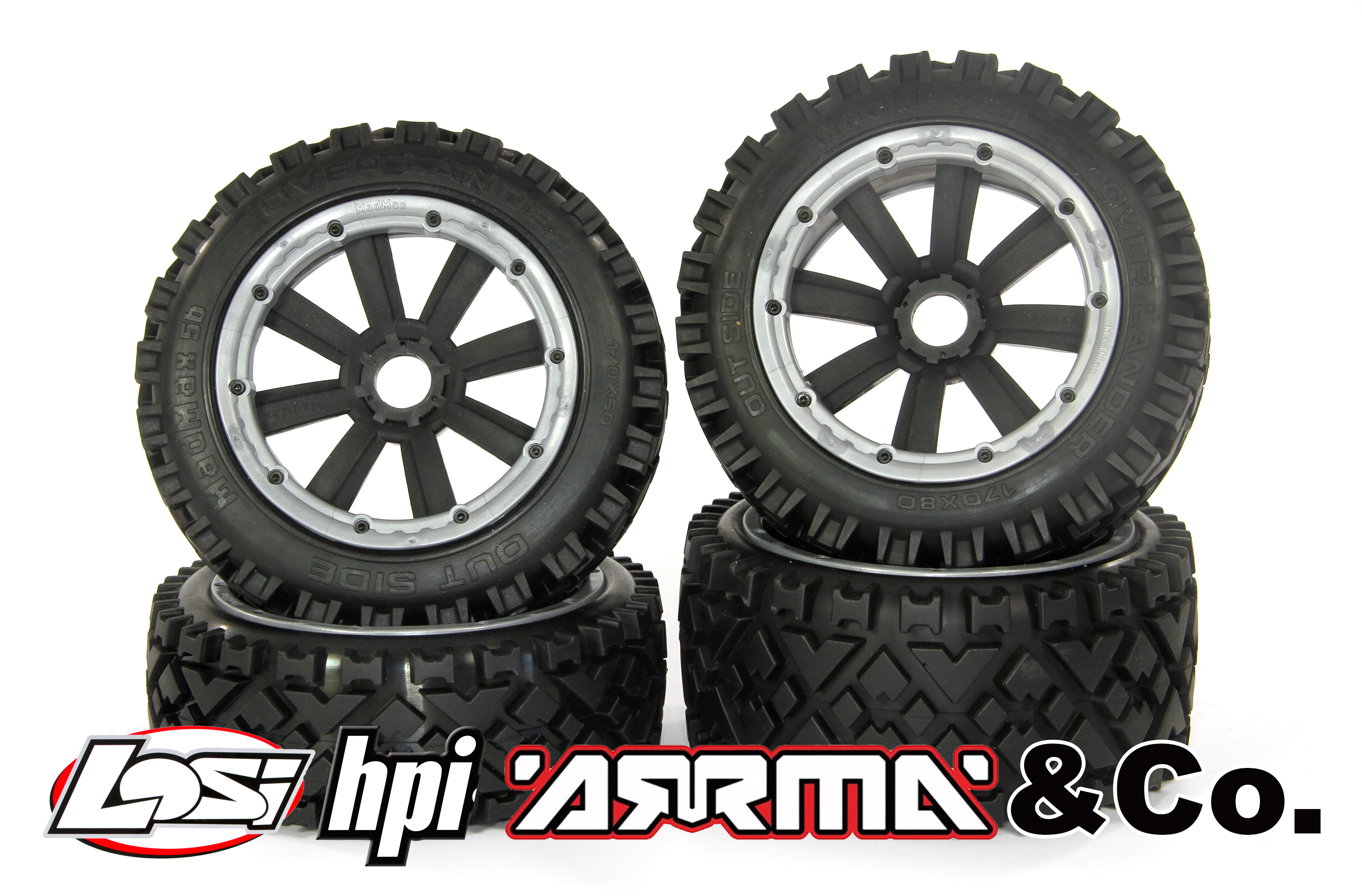y1408/01 MadMax OVER LANDER 170x80/x60 tires for HPI + Losi (24 mm hex drive)