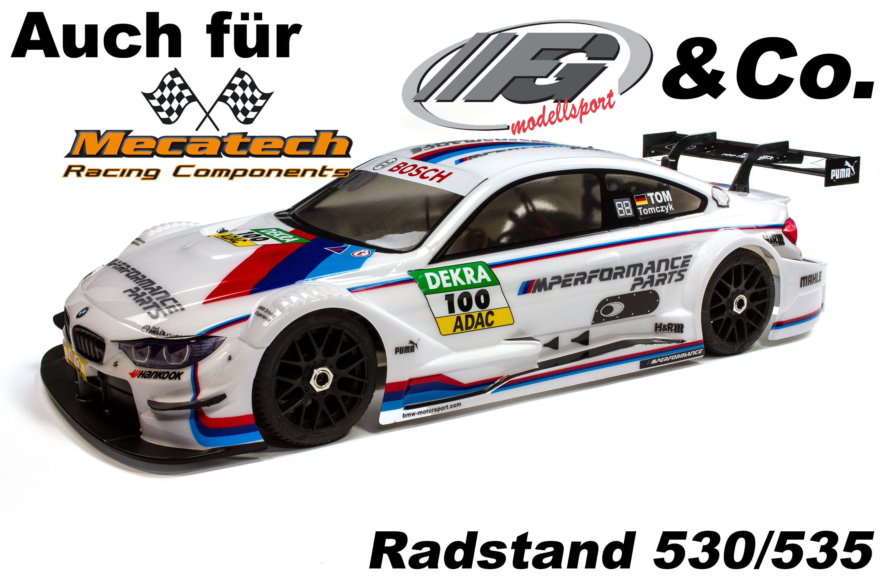 8189 FG BMW M4  1/5 body shell for 530/535 mm Wheelbase with rear wing, painted 8189 FG BMW M4  1/5 body shell for 530/535 mm Wheelbase with rear wing, painted